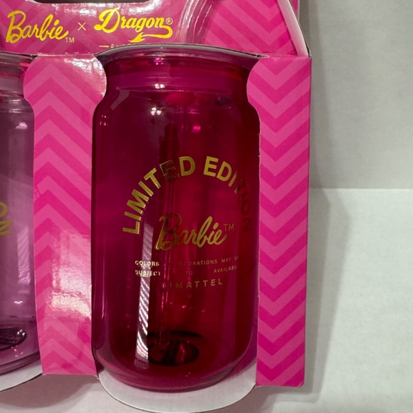 Barbie Limited Edition x Dragon Set of 2 Pink Glass Tumblers - Picture 5 of 7